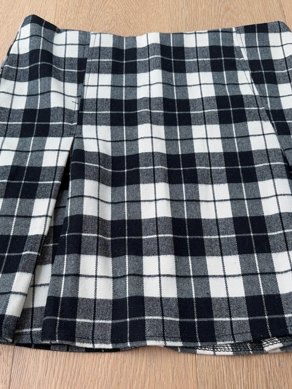 Black & White Plaid A-Line Skirt